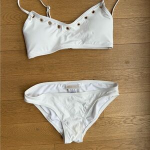 White Bikini Set with Grommet Detail